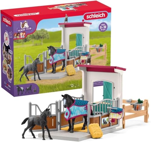 SCHLEICH Horse Club | Pferdebox mit Stute und Fohlen 42611 | 2 Pferde und viel Zubehör | tolles Geschenk für Mädchen und Jungen | Pferde Spielzeug für Kinder ab 5 Jahren | Set aus 34 Teilen