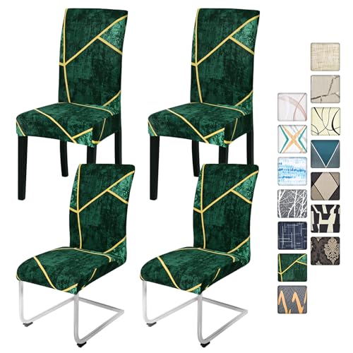 Alishomtll Stretch Stuhlbezug 4er/6er Set Grün Stuhlhussen Schwingstuhl Elastische Stuhlhussen Abnehmbarer Waschbarer Esszimmerstühle Bezüge für Restaurant Hotel Bankett (Grün, 4 Stück)