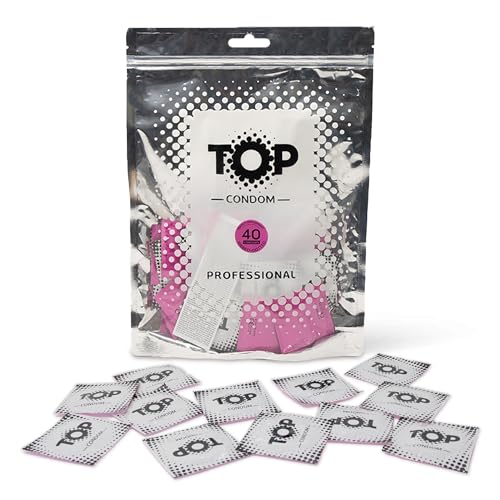 TOP Kondome 40 Stück Packung, Geribbt und Genobbt, natürlich und gefühlsecht, aus Latex, mit Reservoir, Durchmesser 53 mm, für Männer