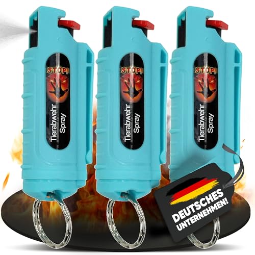3 x Wilhelm Pfefferspray 16 ml Schlüsselanhänger türkis Tierabwehr Selbstverteidigung CS Gas KO Spray hochdosiert (ca. 2 Mio. Scoville) effektives Verteidigungsspray
