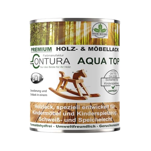 Lack für Kinderspielzeug und Kindermöbel 750ml. DIN EN71/3 Speichelecht schweißecht Klarlack Möbellack Holzlack (SEIDENMATT)