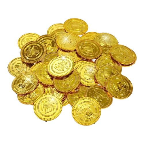 CXNXFD Piratenschatz Goldmünzen, Piraten Schatz Gold-Münzen Spielgeld Kindergeburtstag,Gold-Münzen Spielgeld für Kinder Spielzeug Mitgebsel mit Kindergeburtstag (50)
