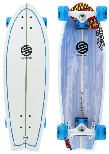 Santa Cruz Skateboard Longboard Landshark, white/blue, 8.8