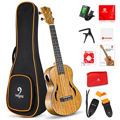 Vangoa Konzert Ukulele 23 Zoll Walnussholz Hawaii Akustik Ukulelen Einsteige Set für erwachsene Teen Studenten mit Gig Bag, Natürlich