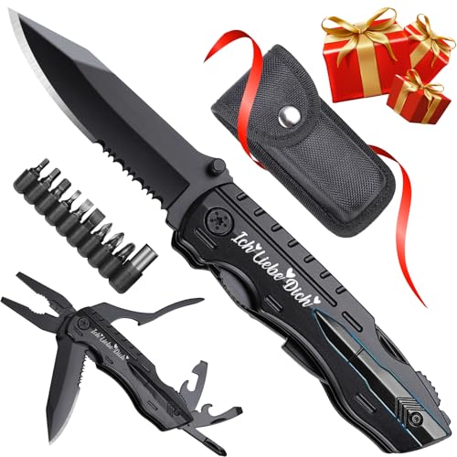 Geschenk für Ihn Männer Freund Jahrestag, Multitool Werkzeug Taschenmesser, Outdoor Klappmesser für Geschenk Valentinstag, Valentinstag Freund Geschenke für Ihn, Ich Liebe Dich Geschenke für Partner