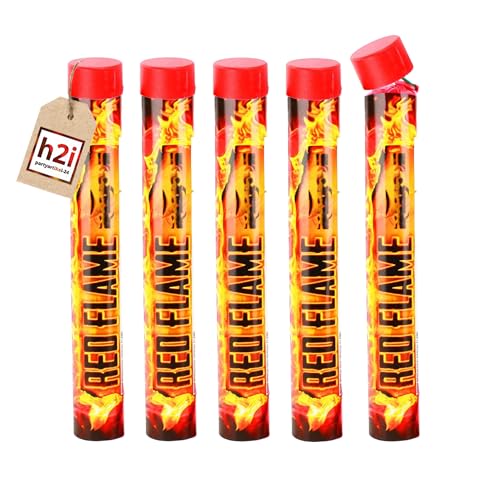 h2i Bengalo - Bengalfeuer | 5 St. | Rot | 40 s | Kraftvolle Handfackel für spektakuläre Lichteffekte | Leuchtfackel & Lanzenlicht mit Heller Flamme & Rauch | Ideal für Partys & Events | i | Kat F1