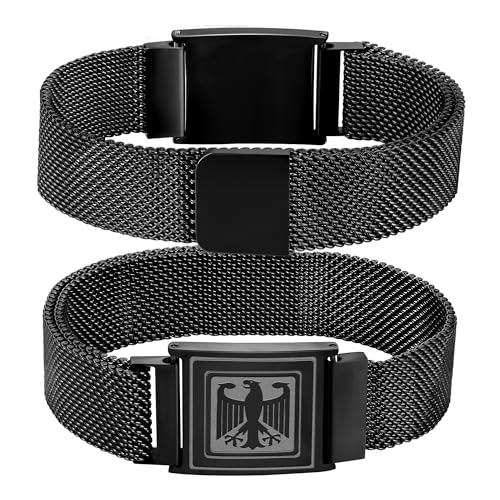 Halora Armband Herren Schwarz, Deutschland Adler Armbänder Edelstahl Bundesadler Herrenarmband Männer Geschenke