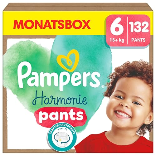 Pampers Harmonie Pants Größe 6, 132 Windeln, 15kg+, sanfter Hautschutz und 360° Komfort-Fit