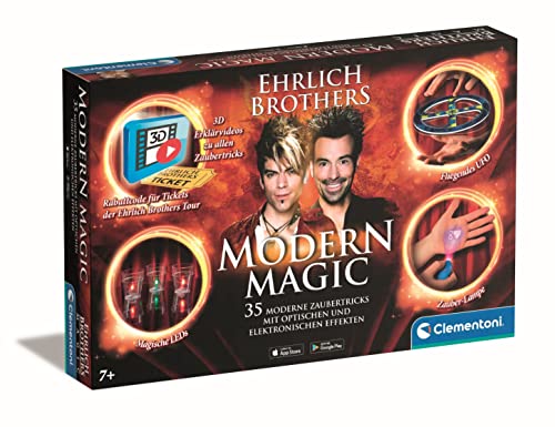 Clementoni Ehrlich Brothers Modern Magic - Zauberkasten für Kinder ab 7 Jahren - Magisches Equipment für 35 Moderne Zaubertricks inkl. 3D Erklärvideos 59313