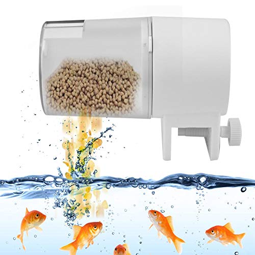 AMONIDA Lange Lebensdauer 2.17 * 2.76 * 3.94in Zwei-Fütterungszeit-Modus Fischfütterungsspender, Aquarium Fish Feeder, für Frösche Aqarium Fishing Tank für Sch