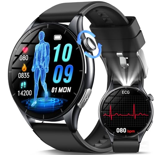 2025 Neu Smartwatch Herren mit EKG/ΒΙυtzυcker/BMI/HRV/Harnsäure/LED-Licht, 1,56