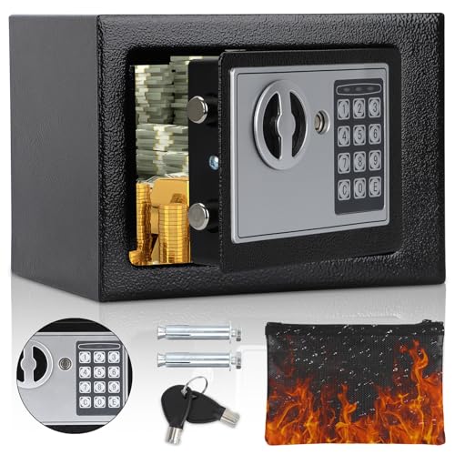 Tresor Möbeltresor,MöBeltresor Klein mit Feuerfest Wasserdicht Geldtasche für Zuhause mit Zahlenschloss Boden-Wandtresor Wandsafe ink.2 x Schlüssel & Befestigungsschraube