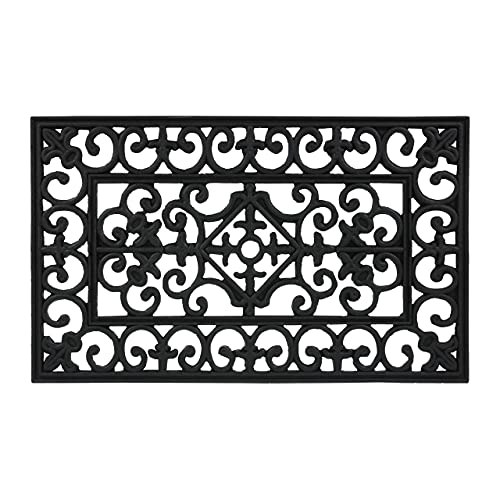 Relaxdays Fußmatte Gummi, BxT 75x45 cm, wetterfest, rutschfest, Fußabtreter außen u. innen, Haustür Türvorleger, schwarz