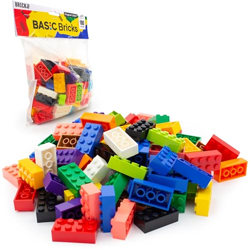 Lego Steine 2x4 Bunt, 100 Stück - Einzelne Lego Bausteine XXL, Grundbausteine für Legoplatten und Bausteine Classic Box, 8er Legosteine Classic ab 4 Jahre | Basic Bricks (3001)