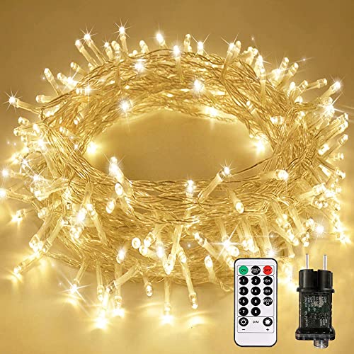 LED Lichterkette 15M 100 LEDs mit Fernbedienung Timerfunktion IP65 Wasserdicht für Innen und Außen Niederspannung für Party Weihnachten Garten