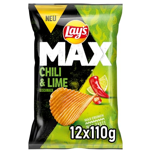 Lay's Max Lay's Max Chili & Lime Geschmack – Knusprige Kartoffelchips für eine gelungene Party (12 x 110 g)