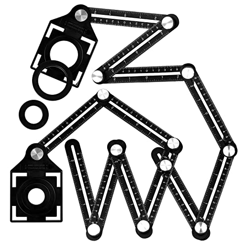 Aweohtle Winkelschablone,Fliesen Werkzeug Template Tool Multi Winkelmesser 12 sides Alulegierung Messwerkzeug Treppenlehre für Tischler Fliesenleger Fliesenschablone mit Positionierungslöchern