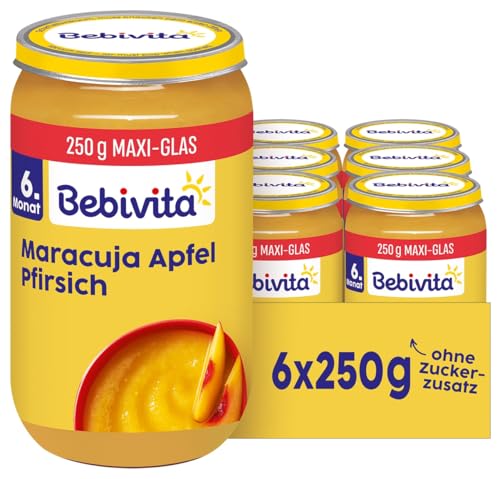 Bebivita Früchte Pfirsich mit Maracuja in Apfel, 250g 6er Pack (6x250g)