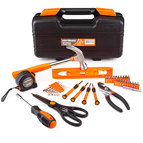 CARTMAN 39-teiliges Werkzeugset, Haushalt Handwerkzeug Set mit Aufbewahrungsbox, Haushaltswerkzeug Werkzeugkoffer Werkzeugkiste Werkzeugbox für Handwerker Heimwerker, Tool-Kit Handwerk