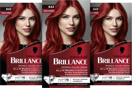 Brillance Intensiv-Color-Creme 842 Kaschmirrot (170 ml), dauerhafte Haarfarbe mit Diamant-Glanz und Pflege-Conditioner, für 10 Wochen Farbintensität