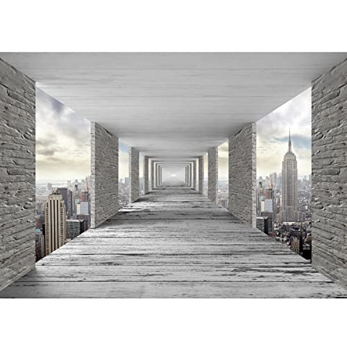 Runa Art Fototapete 3D New York 352 x 250 cm Vlies Tapeten XXL Moderne Wandtapete Wohnzimmer Schlafzimmer Grau 9157011a