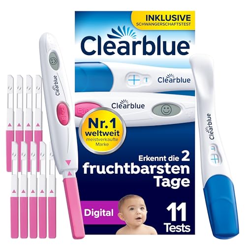 Clearblue Ovulationstest Digital und Schwangerschaftstest - Finde deine 2 Tage mit maximaler Fruchtbarkeit, 10 + 1, Teste die KOSTENLOSE Zyklus-Tracker-App