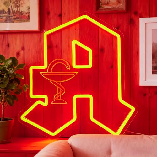 Flixyticy Apotheke Neon Schild für Wanddekoration, LED Neonlicht Hängeschild USB-Betrieb mit dimmbarem Schalter für Apotheke Fenster Tür Wanddeko(Apotheke)