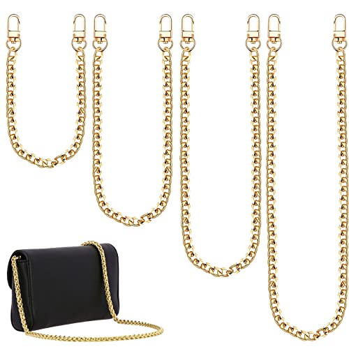 AOKITO 4 Stück Taschenkette, Kette Trageriemen, Metall Schulterriemen, 40 & 60 & 100 & 120 cm, für DIY, Taschen, Handtaschenketten, Umhängetasche Handtasche Ersatzkette - Gold