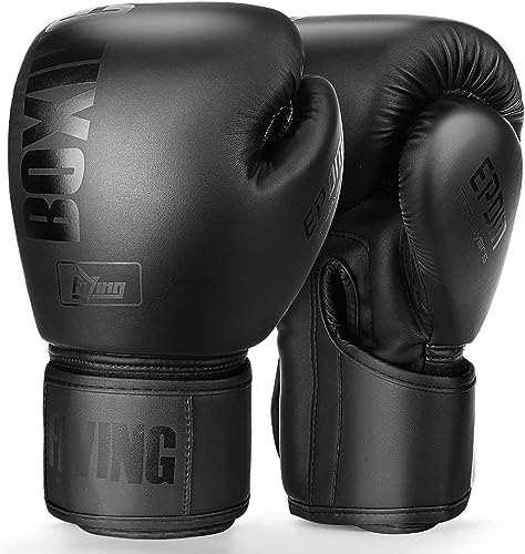 Boxhandschuhe für Damen und Herren, Boxing Training Gloves,geeignet für Boxen, Kickboxen, gemischte Kampfsportarten, Thai, MMA, Kampftraining (schwarz, 10oz)