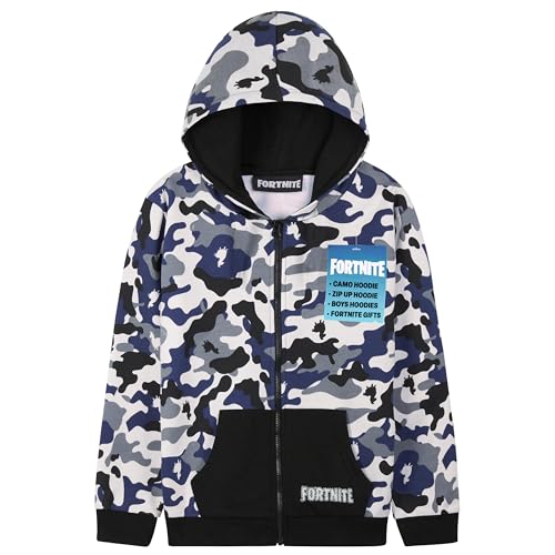 Fortnite Pullover Kinder Kapuzenpullover für Jungen mit Reißverschluss Zip Hoodie Jacke Sweatshirt Strickjacke mit Kapuze (9-10 Jahre, Camo)