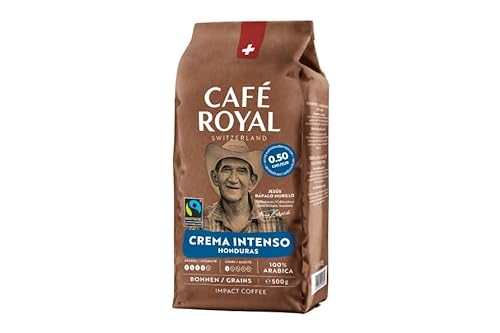 Café Royal Impact Crema Intenso Honduras – 100% Arabica Kaffeebohnen, aromatisch-intensiv, dunkle Röstung, Stärke 4/5, Fairtrade, 500 g ganze Bohnen