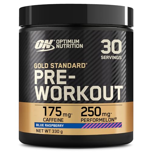Optimum Nutrition Gold Standard Pre-Workout Energy Drink Pulver, Geschmack Blue Raspberry, 330g, 30 Portionen