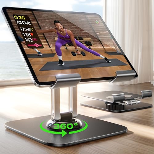 LISEN Tablet Ständer für iPad Pro Air Handyhalterung Tisch, Verstellbarer Tablet Halterung Tisch Büro Gadgets Zubehör Stabil Schreibtisch Organizer Zubehör für Tablet iPad Samsung und Alle Geräte