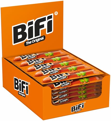 BiFi Original Salami Sticks - 40er Pack (40 x 20g) - Wurst Snack To Go - Luftgetrocknet Fleisch & Wurstwaren Paket - Salami mit Pfeffer, Koriander und Knoblauch - Ideale Knabberbox - Wurstpaket