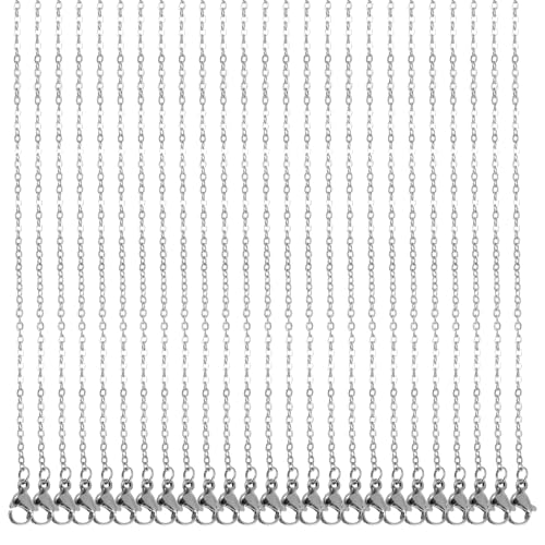 Tyqour 25 Stück Edelstahl Kette Ohne Anhänger Edelstahlkette 45cm Schmuck Halskette Ohne Anhänger Ketten Silber Edelstahl Link Halskette mit Karabinerverschluss Schlangenkette für Schmuck Machen