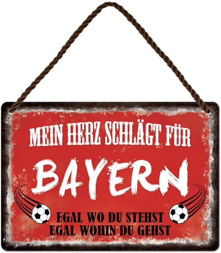 Blechschild Fußballschild Deko Metallschild mit Spruch Sport Schild Fussball Fanartikel für Bayern Fan Liebhaber Begeisterte Weihnachten Geschenkidee