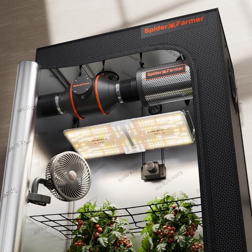 Spider Farmer Grow box KomplettSet SF2000 LED Pflanzenlampe Vollspektrum Dimmbarer Grow Lampe Samsung LM301H EVO LEDs GrowZelt Kit Komplettes 60x120x180cm Hydroponics 1680D Grow Tent Homebox Zuchtzelt