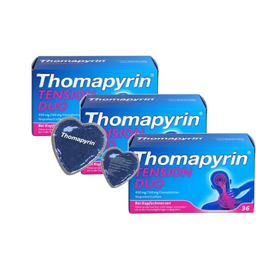 Multipack Set mit THOMAPYRIN TENSION DUO 400 mg/100 mg Filmtabletten (3x36St) + Thomapyrin Kühlherzen