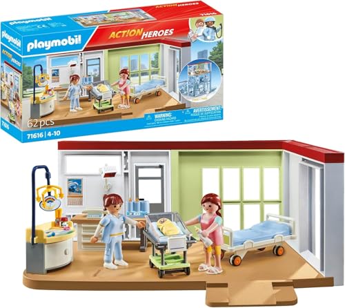 PLAYMOBIL Action Heroes 71616 Entbindungsstation, zu über 80 % aus recycelten und biobasierten Materialien, detailreiches Spielzeug für Kinder ab 4 Jahren