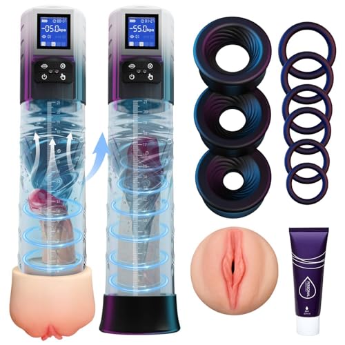HIVEFUN Penispumpe Sex Spielzeug für die Männer, Penis Pumpe Sexspielzeug Masturbieren für Männer Vakuumpumpe mit 4 Saugstufen 3 Trainingsmodi, Elektrische Penisvergrößerung Taschenmuschi Masturbator