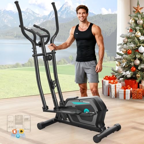 Crosstrainer für Zuhause mit APP, 3-in-1-Crosstrainer mit 16 stufiger Widerstand,LCD Monitor, Wasserflaschen-und Gerätehalter, 6KG Schwungrad,Belastbar Bis 287LBS,Aerobic-Ellipsentrainer