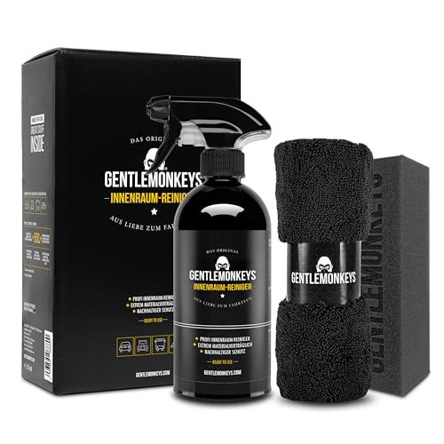 GENTLEMONKEYS Profi Innenraumreiniger Set Auto (500ml + Mikrofasertuch & Schwamm) • Porentiefe Reinigung aller im Fahrzeug verbauten Materialien • Universell einsetzbar • Biologisch abbaubar