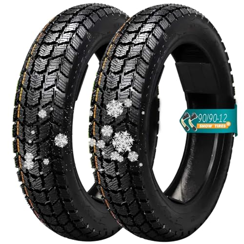 90/90-12 Motorrad-Winterreifen Tubeless 4PR, 90/90/12 Rutschfestes Profil mit Tragfähigkeitsindex 44J, 90 90 12 Abriebfester TL-Reifen für Roller und Stadtverkehr(2pcs)