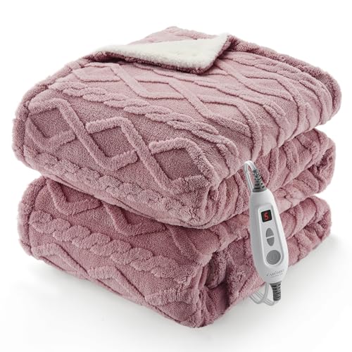 Heizdecke Mit Abschaltautomatik – Wärmedecke Elektrisch, 6 Heizstufen, LCD-Controller, 10h Beheizbare Decke, Waschbar, Ultraweiche Elektrische Heizdecke für Wärme & Komfort