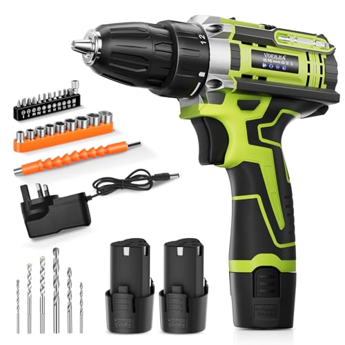 12V klein Akkuschrauber Set, Akku bohrschrauber mit 2 * 2000 mAh Akkus, 3/8