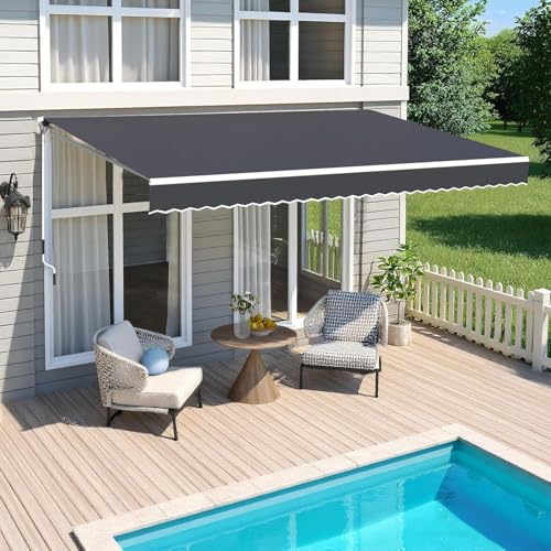 Gelenkarmmarkise Markise, 400x 250cm Terrassenmarkise Terrassenmarkise Versenkbare Markisenabdeckung Sonnenschirm Unterschlupf im Freien Überdachung mit Kurbel (Grau, 400x250cm)