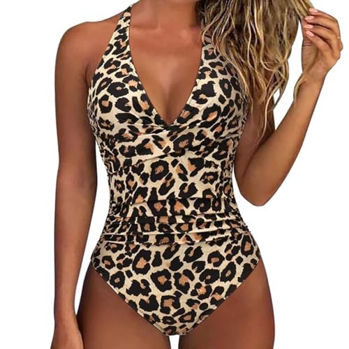 MLPKOI Badeanzug Damen Bauchweg, V-Ausschnitt Sexy Bademode Schlankheits Schwimmanzug, Badeanzug Damen Bauchweg Push Up Bademode, Schlankheits Monokinis, Große Größe Badebekleidung,XL