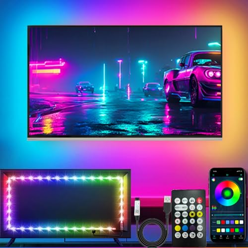 Bvokon 5m RGB LED Lichter für 45-75 Zoll TV Hintergrundbeleuchtung, Musik Sync Bluetooth APP/RF Fernbedienung Streifen Lichter USB Powered für Schlafzimmer/Gaming