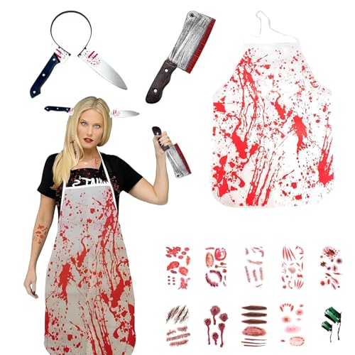 MXYZQDE 13 Stück Halloween Metzger Kostüm Set, Halloween Kostüm Damen, Halloween Kostüm Herren, Halloween Kostüm Horror Kostüm Geeignet Für Halloween Party Rollenspielveranstaltung Bühnenshow