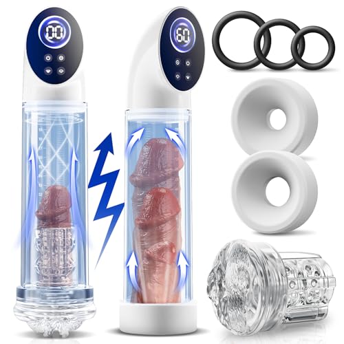 Penispumpe für Penisvergrößerung mit 6 Saugstufen, LCD-Display elektrische Penis Pumpe Vakuumpumpe Sex Spielzeug für Männer zum masturbieren für Männer mit Taschenmuschi Masturbator Penisring